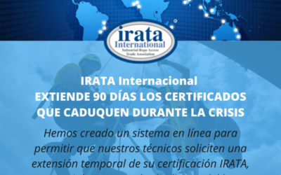 IRATA EXTIENDE 90 DÍAS LOS CERTIFICADOS QUE CADUQUEN DURANTE LA CRISIS